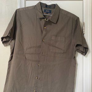 Mens Roark Short Sleeve Army Green Button Down Shirt